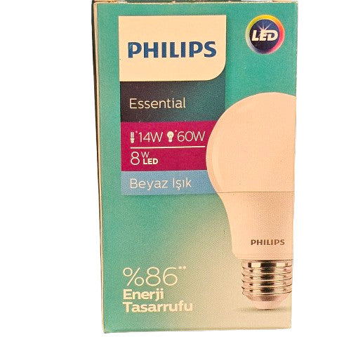 Gls E27 Philips Essential LED 8 watts ES Daylight E27 Philips 86% Energy Saver
