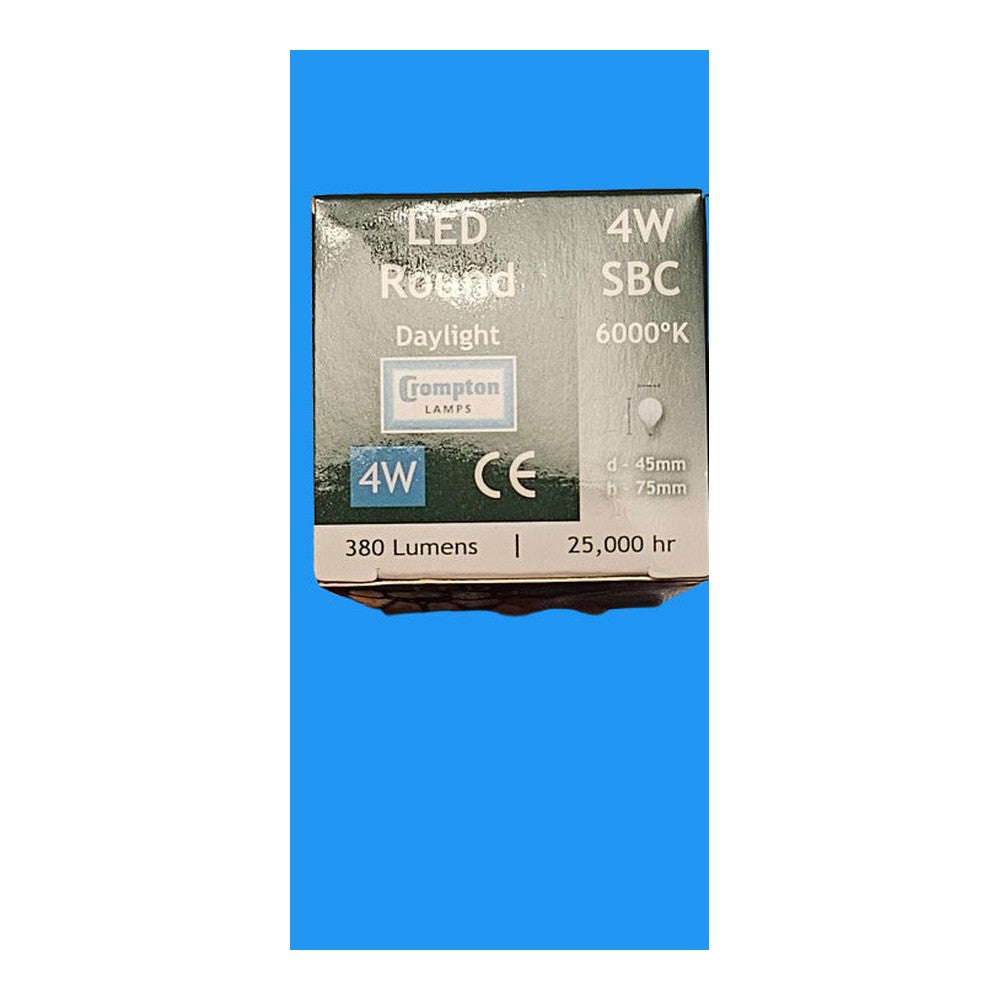 2 x SBC 4w Crompton LED Round Daylight Bulb Lamp 180lm 25000h