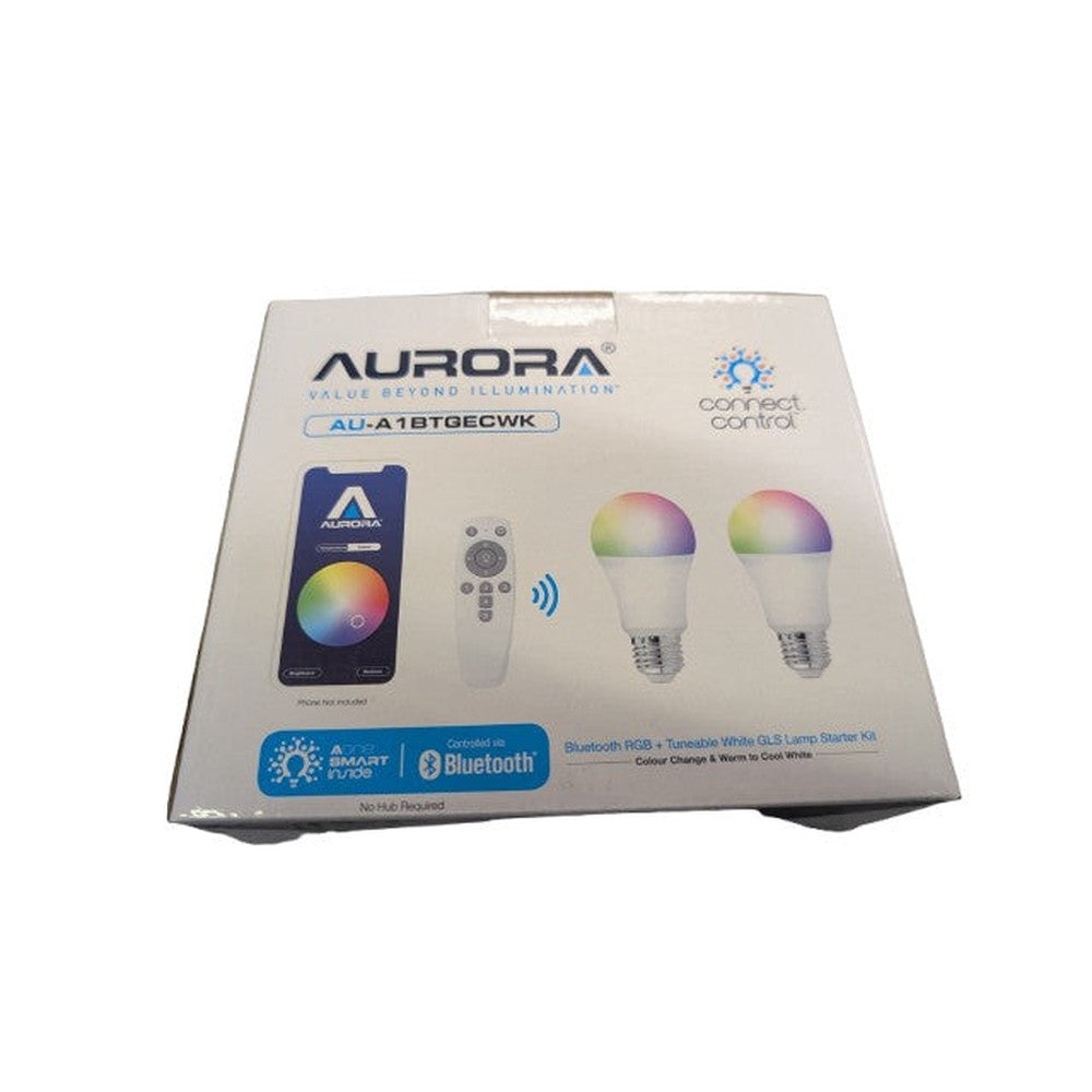 E27 8w Aurora Lighting AU-A1BTGECWK Smart GLS RGBCX  LED Lamps Starter Kit