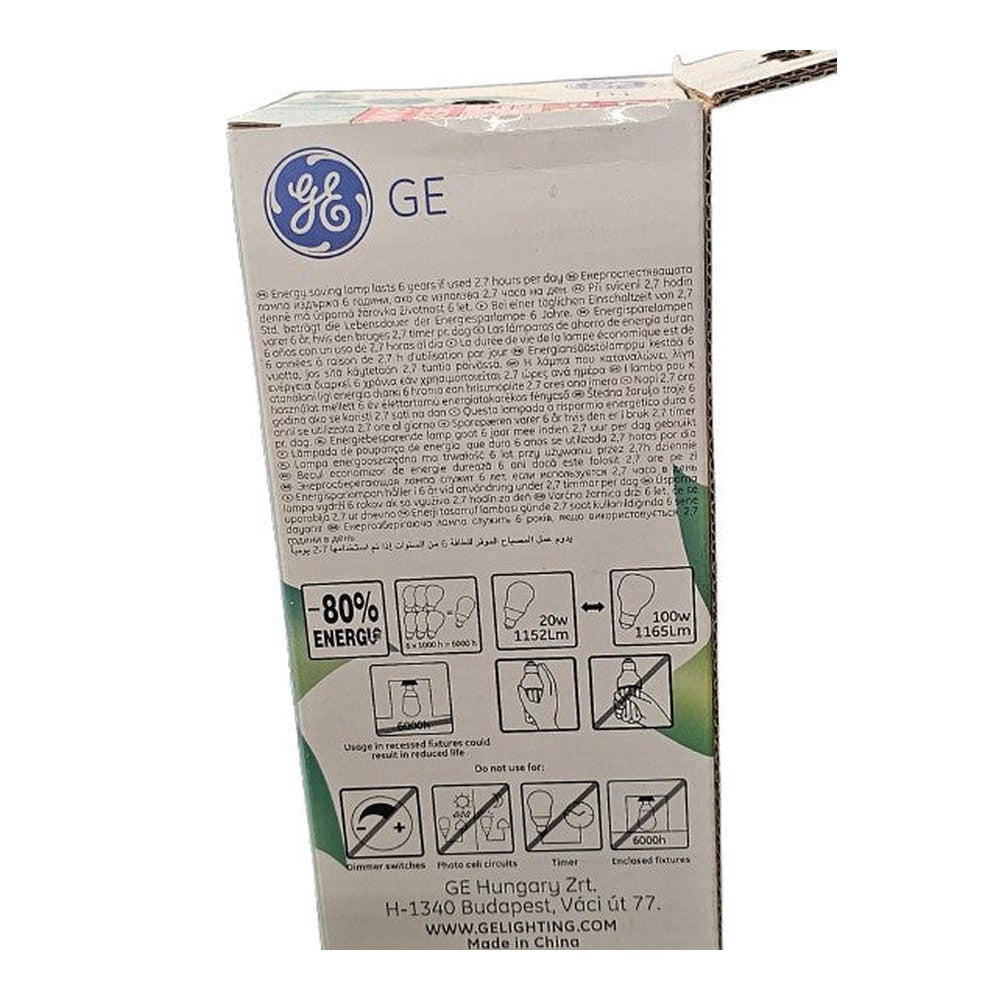 B22 BC 20W = 100W x 2  General Electric Energy Saving Bulb Lamp 80% Saving