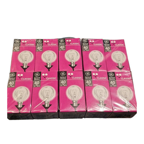 10 x G.E. Classic B15 40w 1000h 400Lm Bulbs