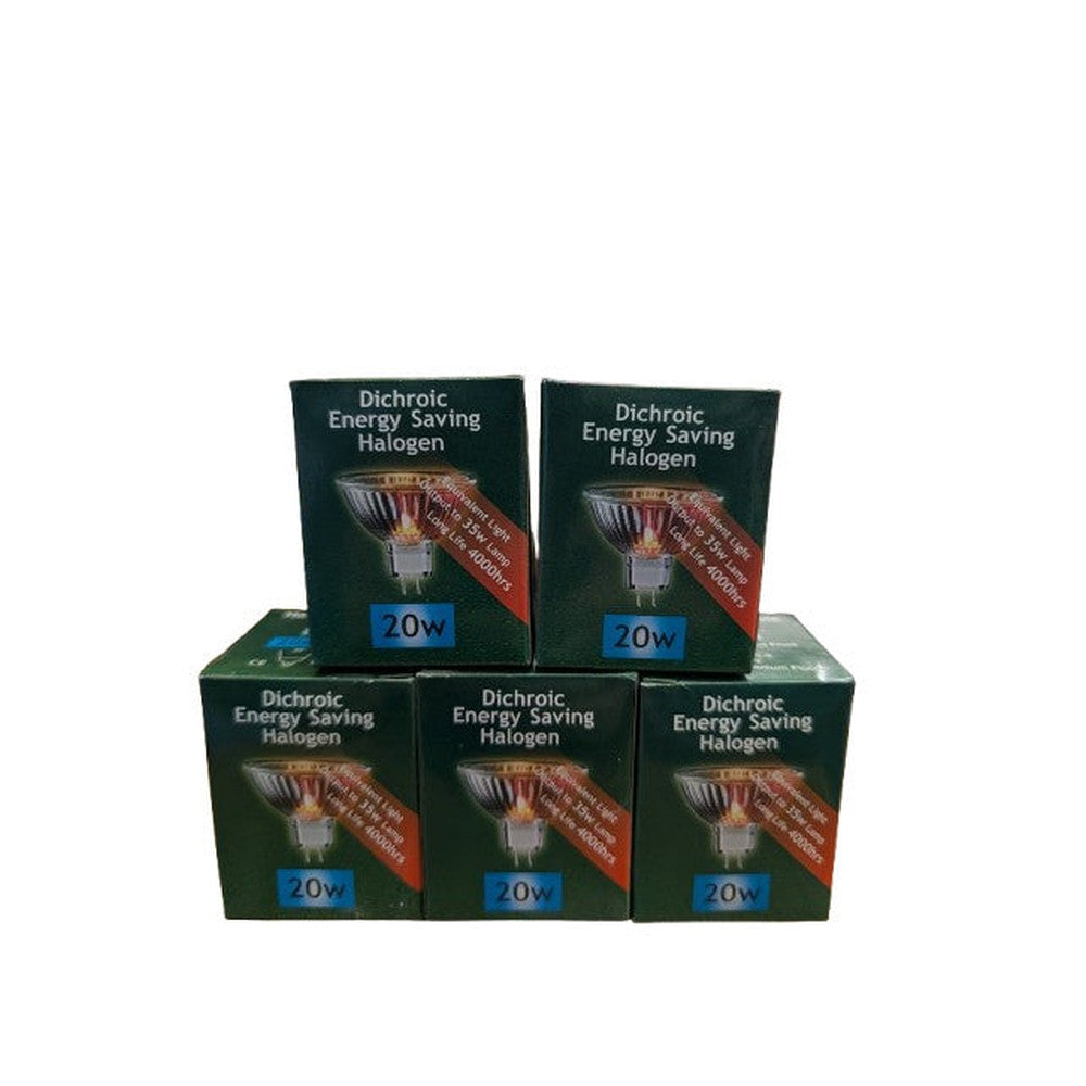 5x Crompton Lamps 12V 20W GU5.3 Closed Front Halogen Dichroic