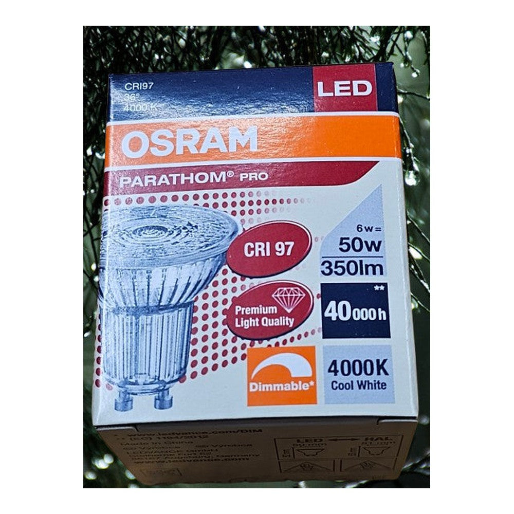 Osram GU10 CR197 6W = 40W Parathom PRO 4000k CRI97 Dimmable Cool White