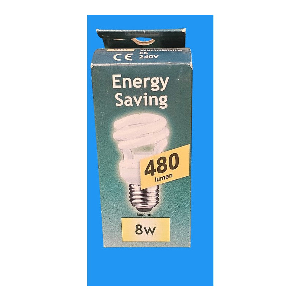 ES 8w Mini Spiral Crompton Energy Saver Bulb 8000H 480lm Warm White