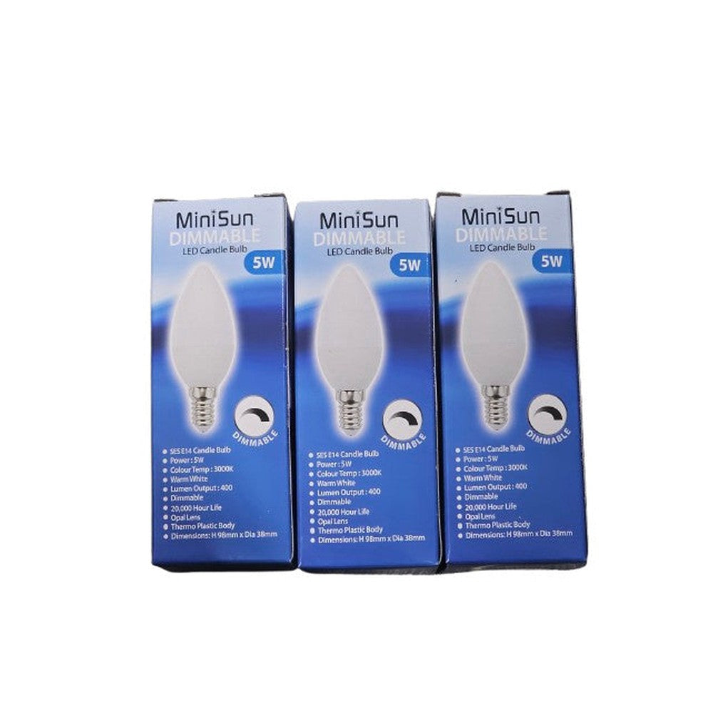 SES E14 5W Dimmable Candle Bulb LED 3000k Warm White 400lm 20000h Opal Lens