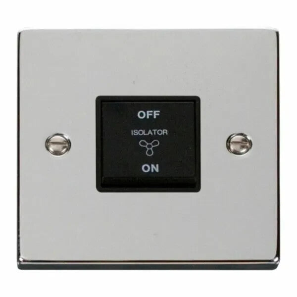 Click VPCH020BK Deco | Polished Chrome | 10A 3 Pole | Fan Isolation Switch -