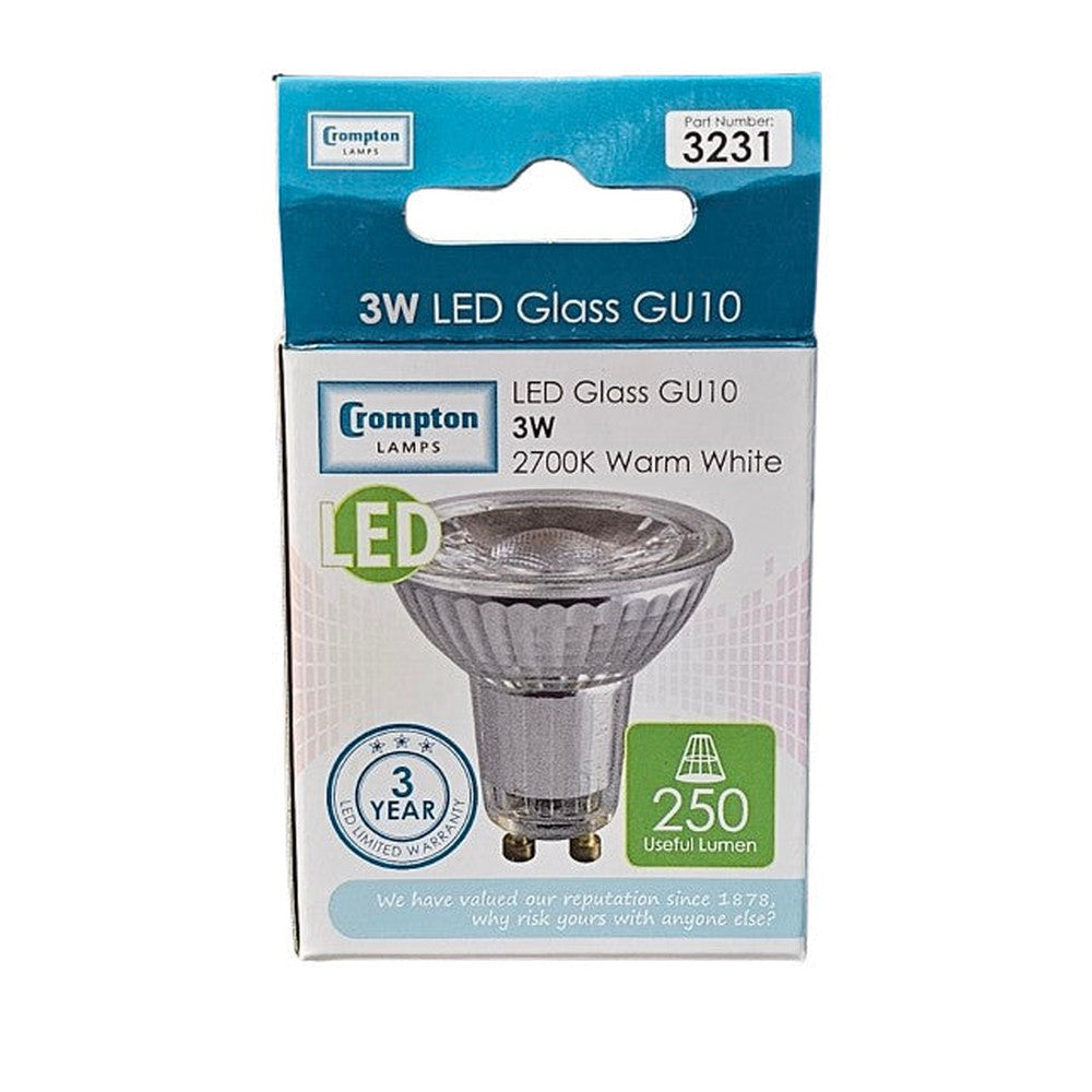 GU10 3w Crompton LED Bulb Lamp 250lm 2700k Warm White 3231
