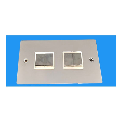 10A 4G 2W Switch Flat Plate Polished Chrome White Inserts One Electrical Avant
