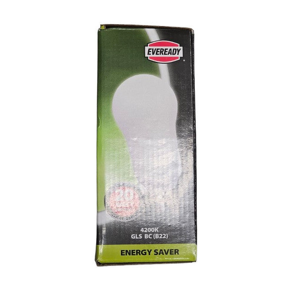 BC B22 20w = 100w Eveready Energy Saver GLS Bulb Lamp 4200k 8000h 220 - 240v