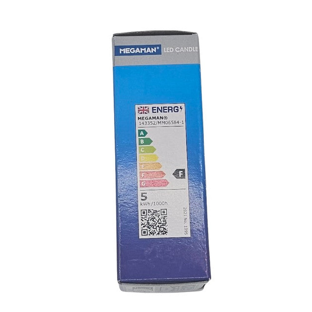 E27 4.9w = 40w Megaman LED Candle Bulb 470lm 4000k Cool White ( Pack of 4 )