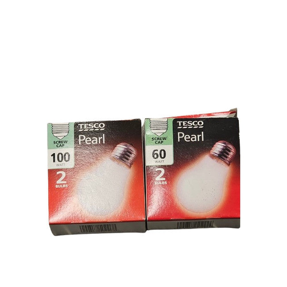 E27 100w Tesco Pearl Screw Cap Bulbs 240v ( 2 box of 2 bulbs )