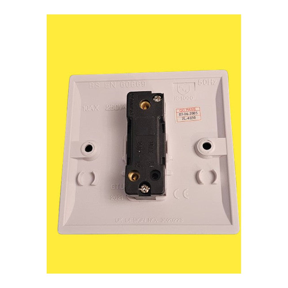 Knightsbridge 10A Switch 1G 1 Way Ice Range  White Wall Plate Switch - IC1000