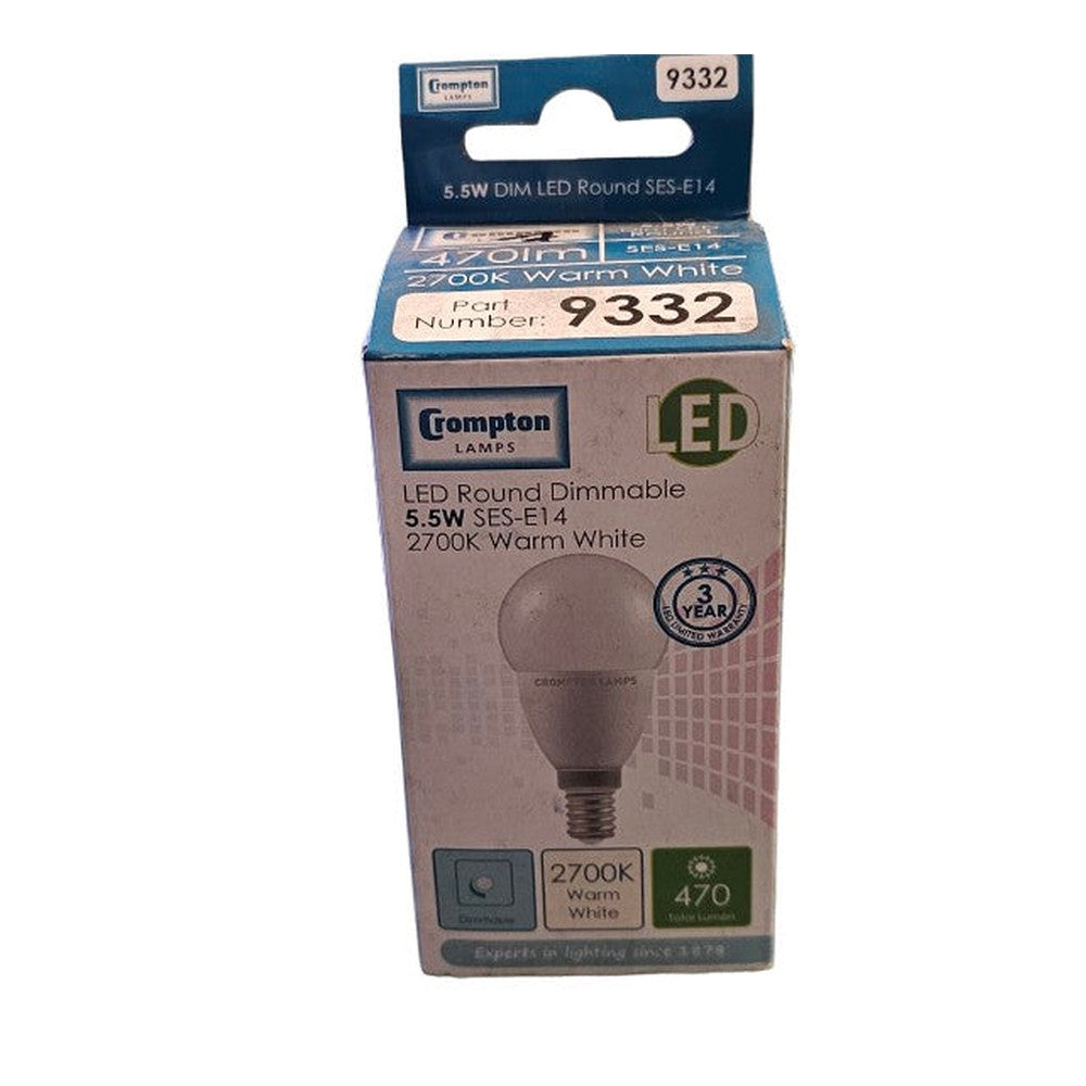 2 x 5.5w SES-E14 LED Round Dimmable 470Lm 2700k Warm White 9332
