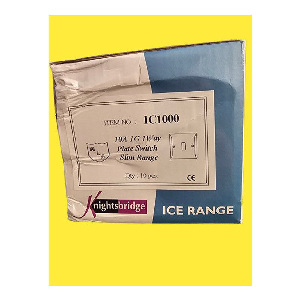 Knightsbridge 10A Switch 1G 1 Way Ice Range  White Wall Plate Switch - IC1000