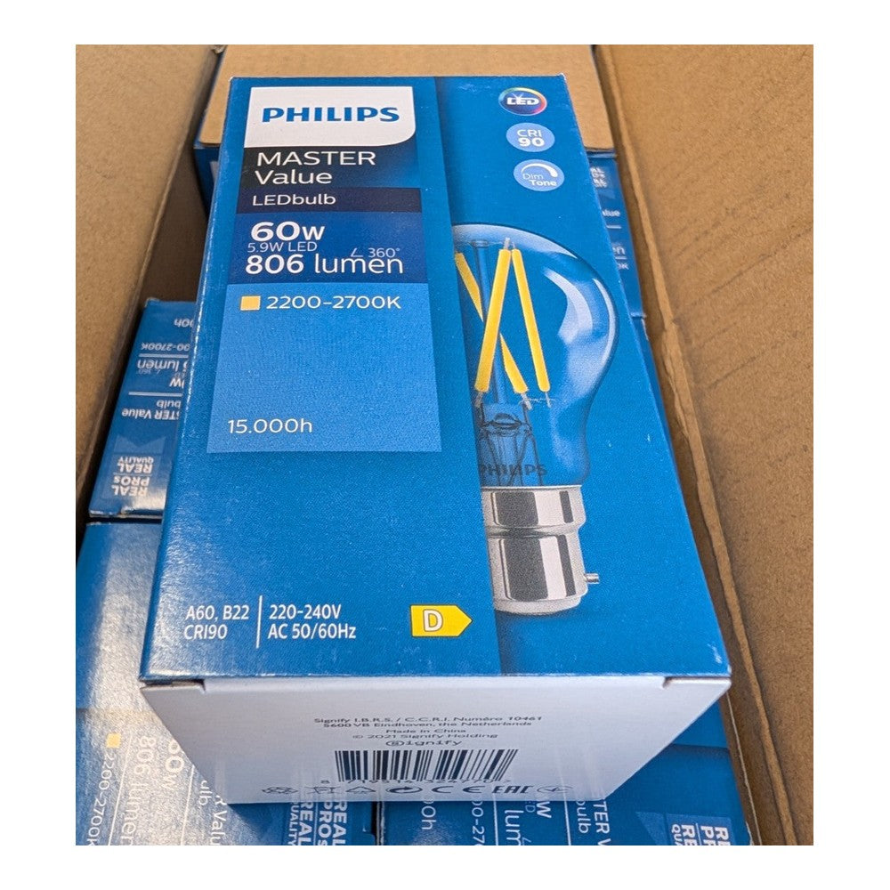 BC B22 Philips Master 60w  240v Dimmable 5.9w LED Vintage Filament Light Bulb
