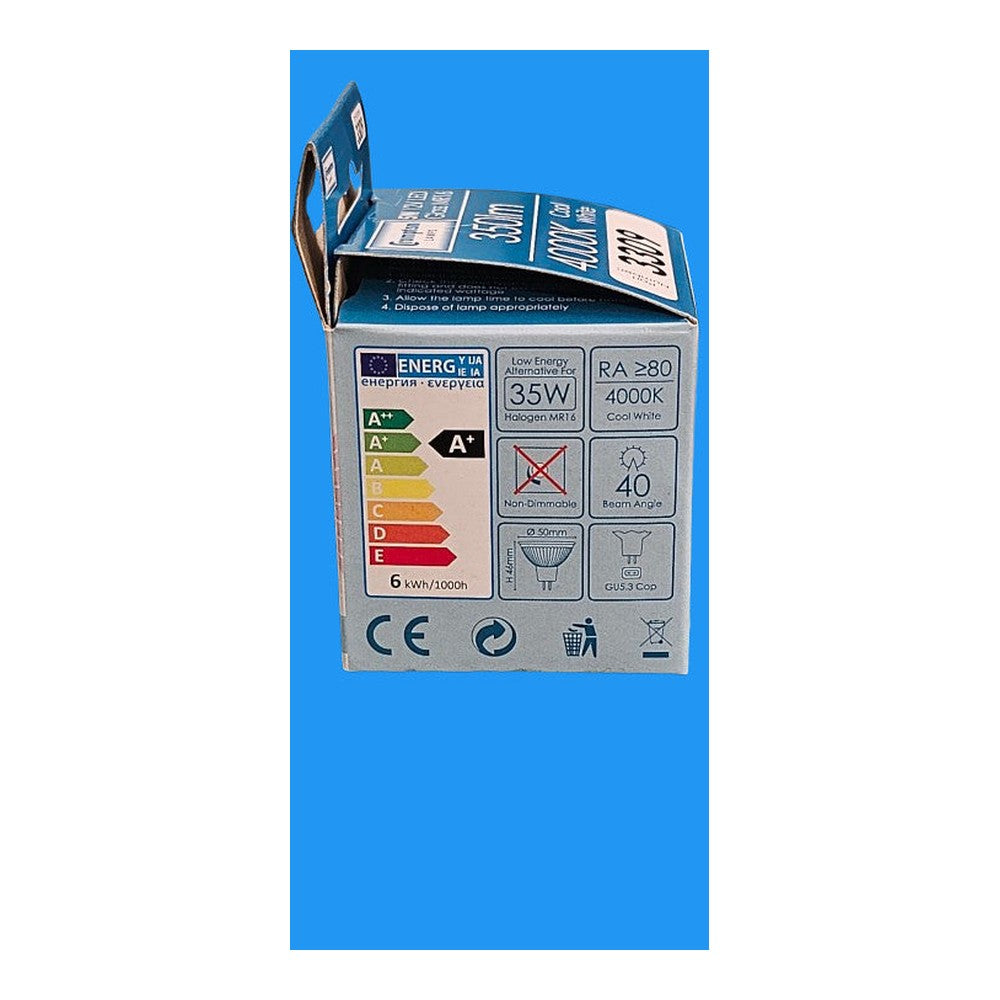 MR16 5W GU5.3 LED Crompton Cool White A* Bulb Lamp 12v Glass 350lm 3309