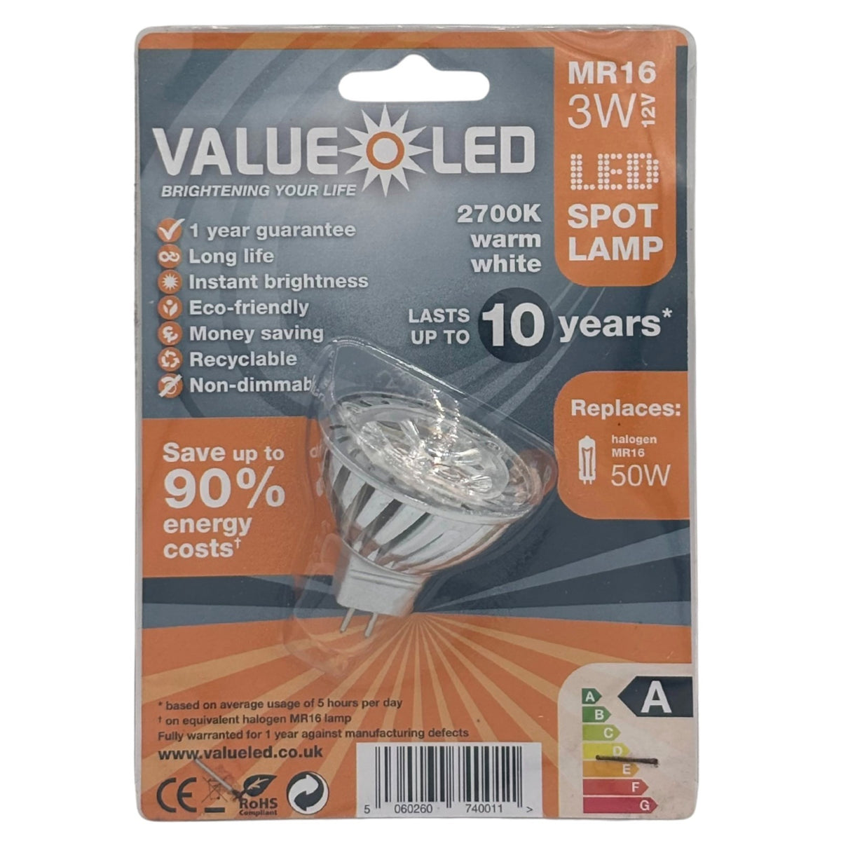 Value LED Bulbs Warm White B22 E14 E27 GU10 MR16 3W 4W 6W 2700K Spot Lamp