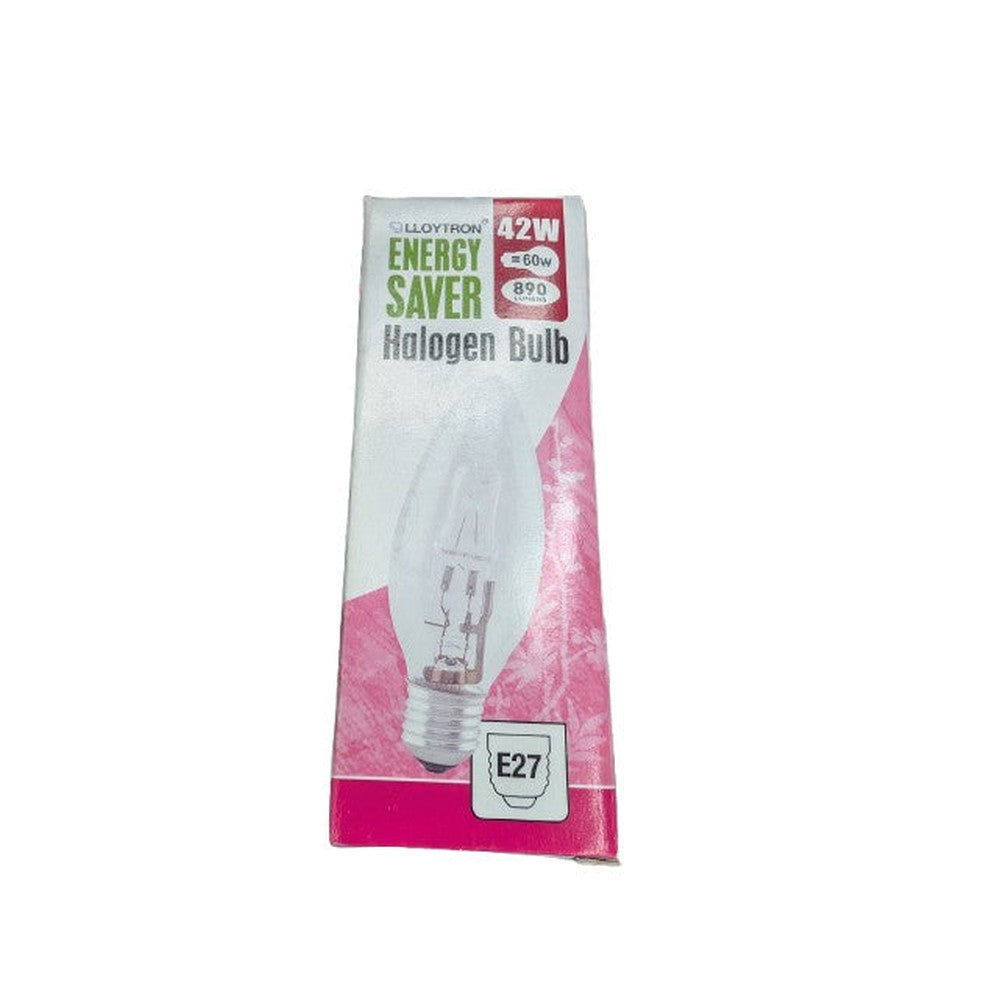 E27 42W (=60W) X 4 Dimmable Halogen Clear Candle Light Bulbs Bright White Light