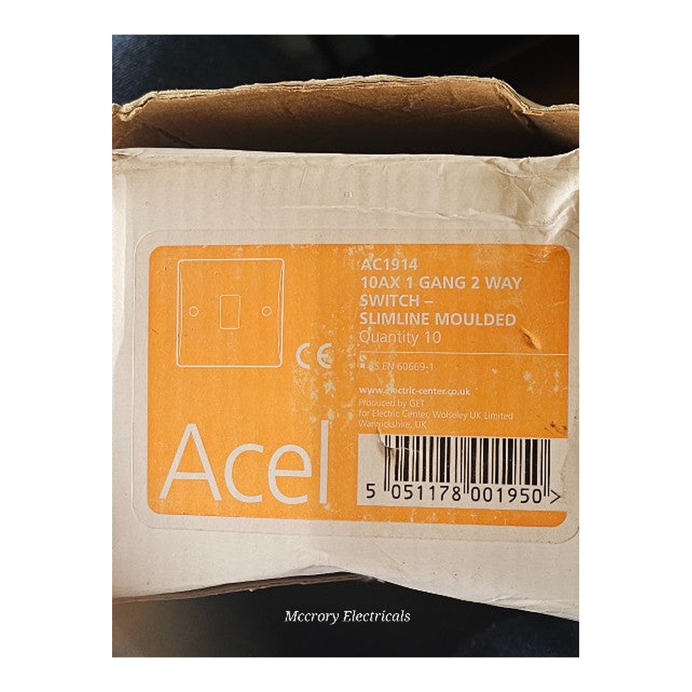 10AX 1 Gang 2 Way Switch GET Acel Ultimate Moulded and Flat Plate AC1914