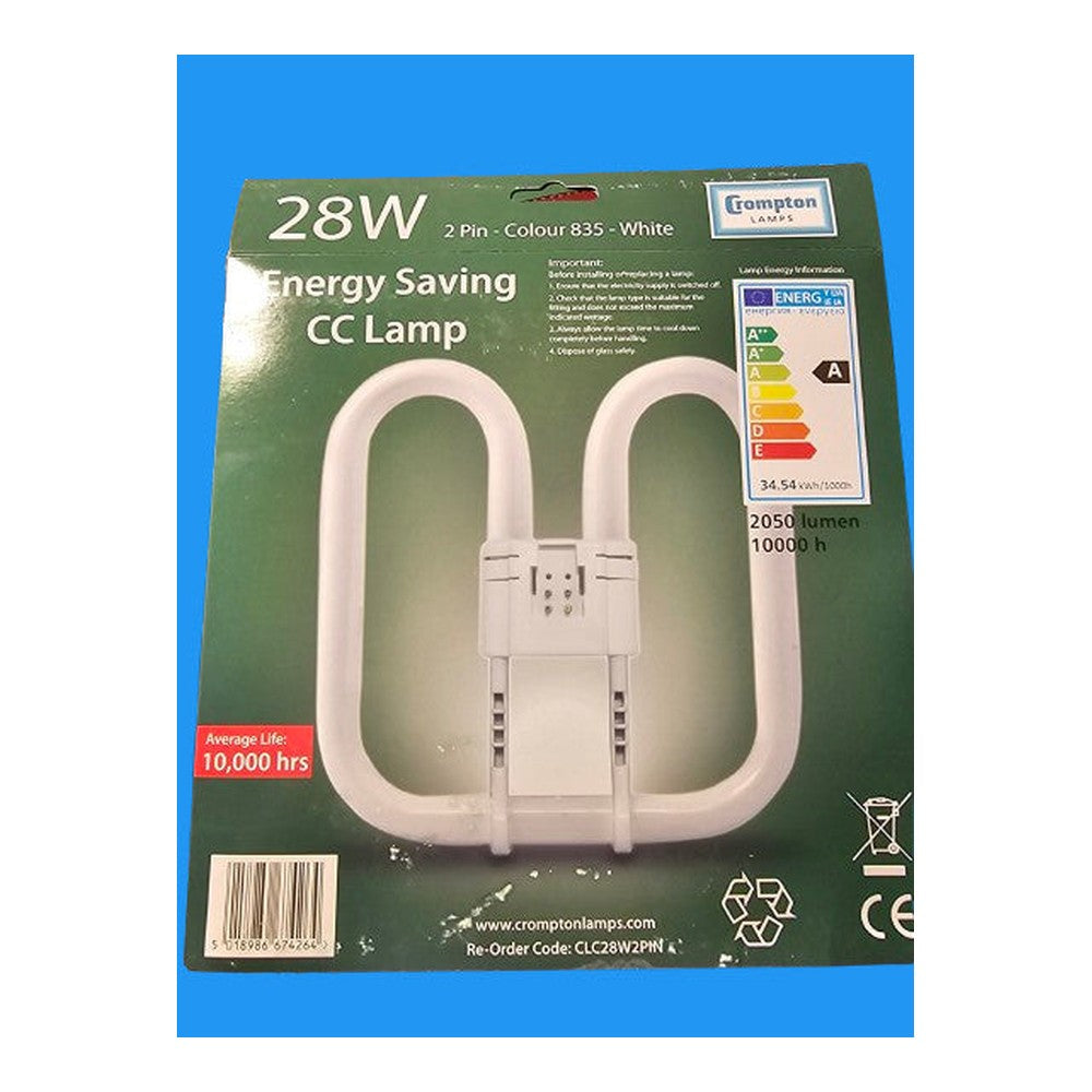 Crompton Square 2 Pin 28W 2050lm 835 white GR10q- Energy Saving 10,000 Hours
