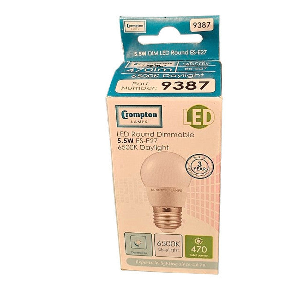 2 x 5.5w ES-E27 LED Round Dimmable 6500k Daylight 470Lm 9387