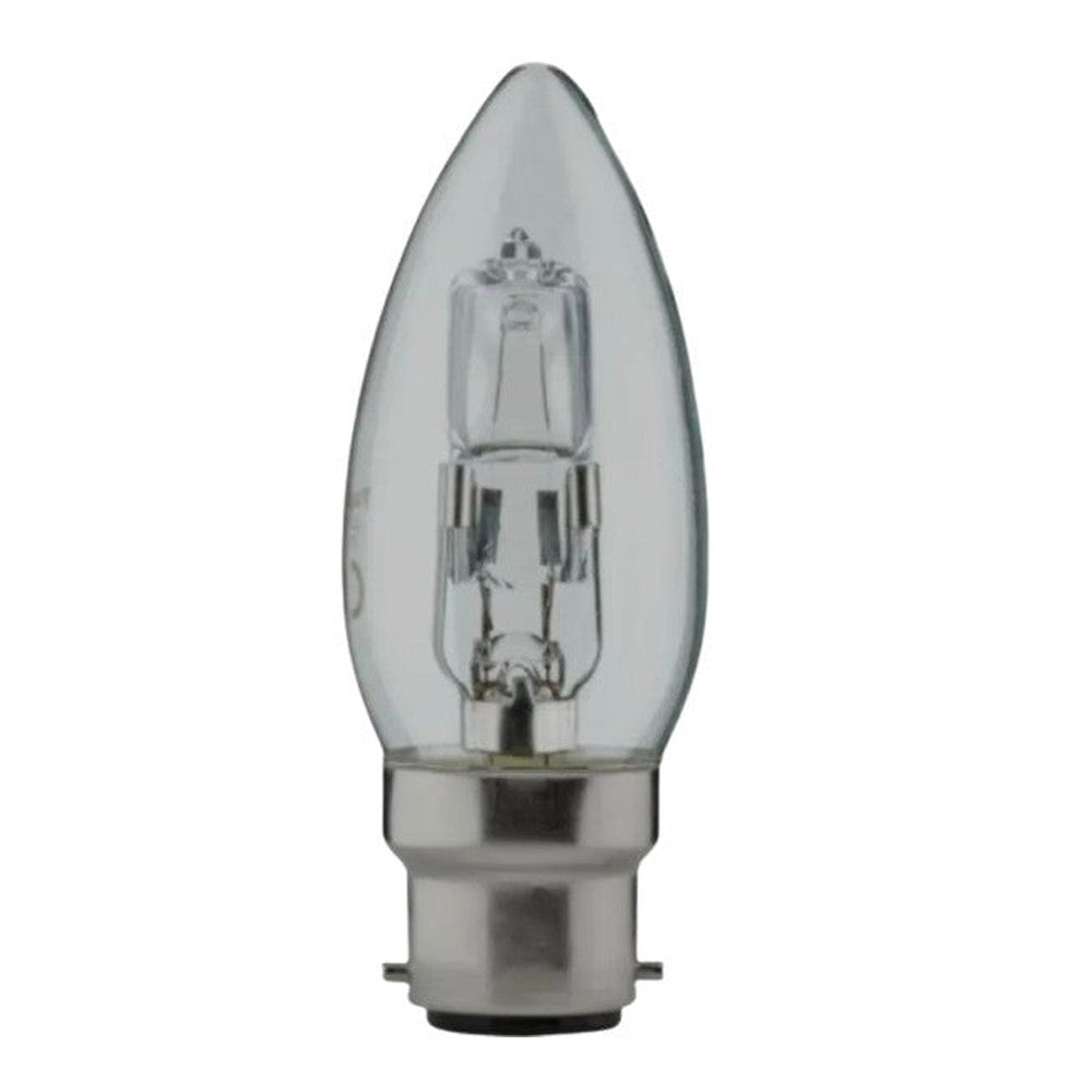 B22d 18w = 20w Osram Halogen ECO Candle  170lm Classic White 240v 2000h Dimmable