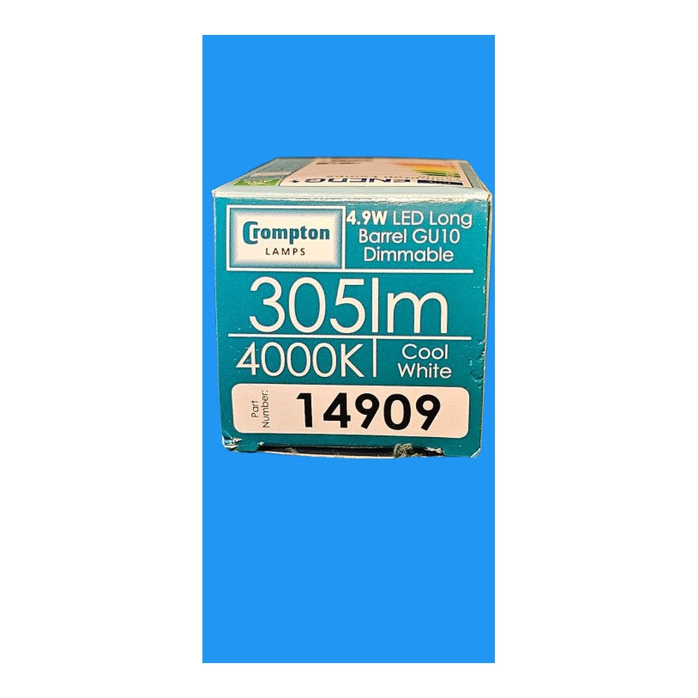 GU10 4.9W LED Crompton LONG BARREL Dimmable 4000k Cool White 305lm Energy Saving
