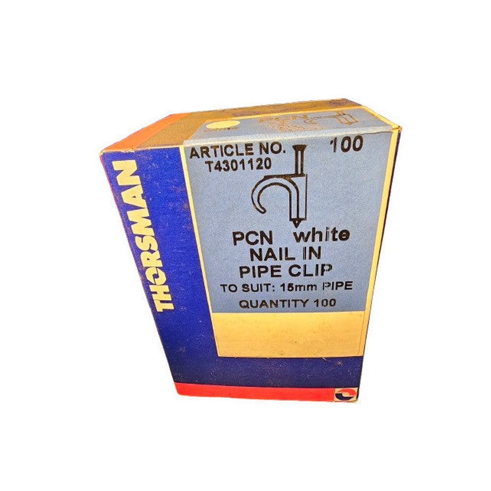 Thorsman 15mm Pipe PCN White Nail in Pipe Clip Pack Of 200