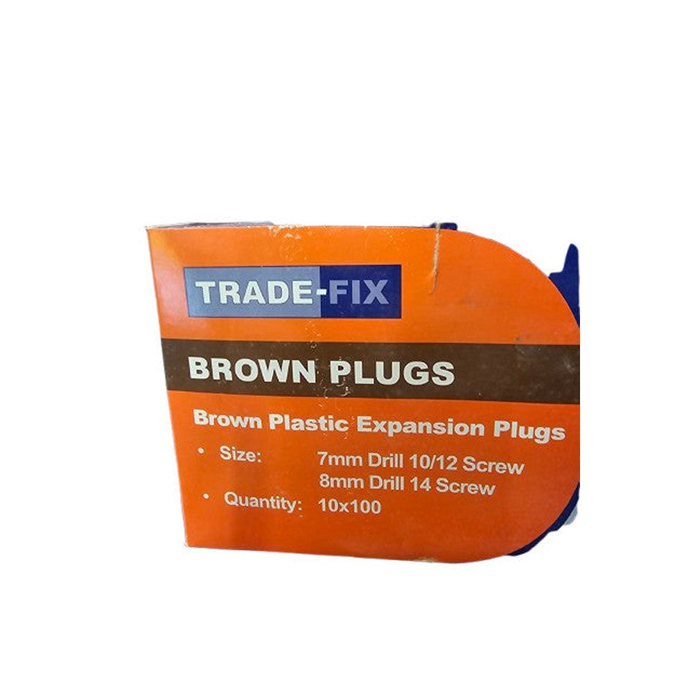 300 Trade-Fix 7mm Drill 10/12 Screw 8mm Drill 14 Screw Brown Plastic Exp Plugs