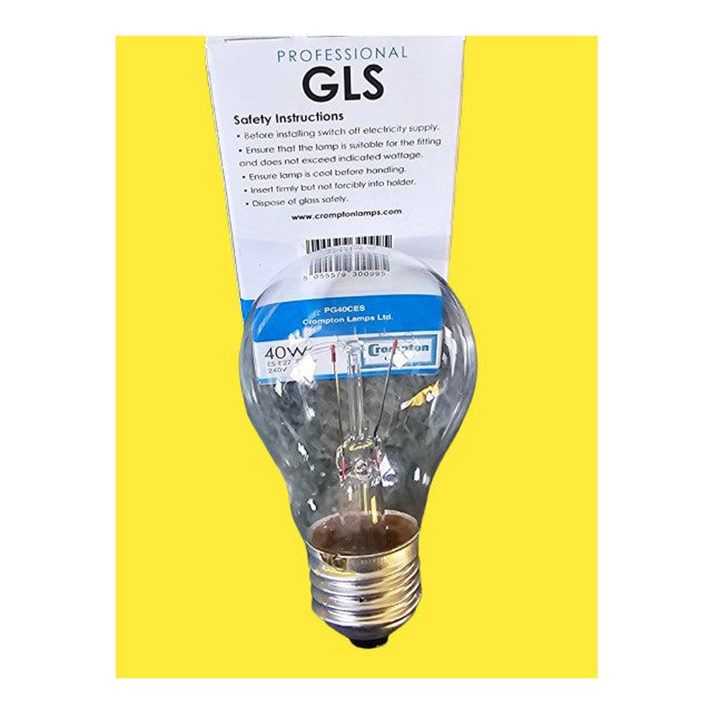 Crompton ES-E27 40w GLS Bulb Clear Shockproof Clear Dimmable 2700k Warm White