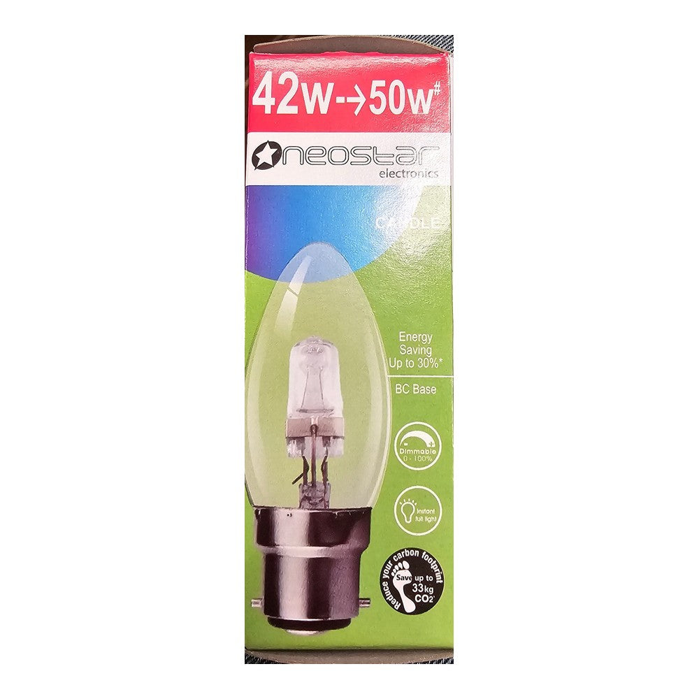 10 x Neostar B22 Bayonet 42w 50w BC Halogen Energy Saver Candle Bulb Lamp 2000h