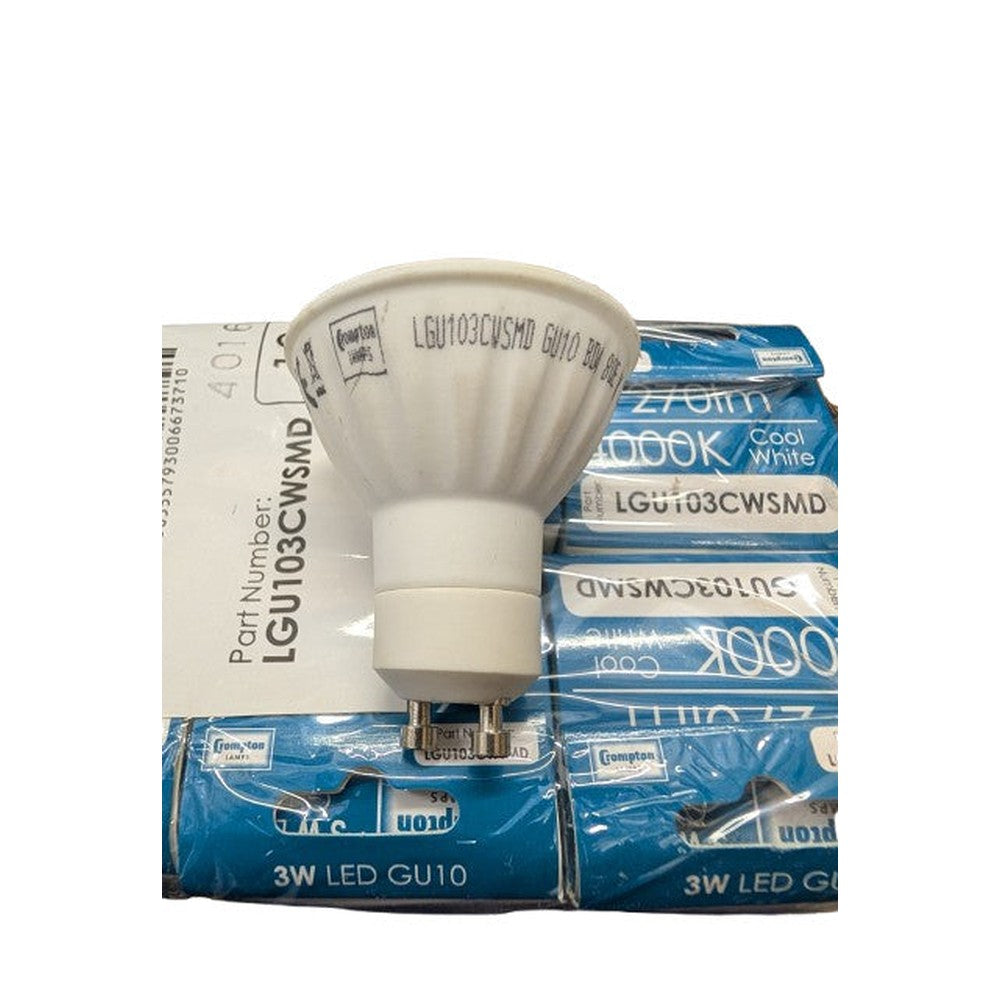2x Crompton 3W LED GU10 Bulb 270lm 4000K Cool White LGU103CWSMD