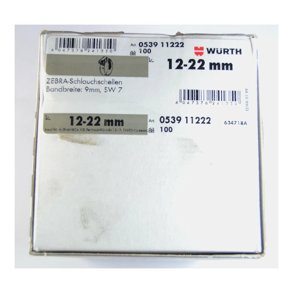 Wurth Hose Clips Box of 100 - Jubilee Clamps Various Sizes
