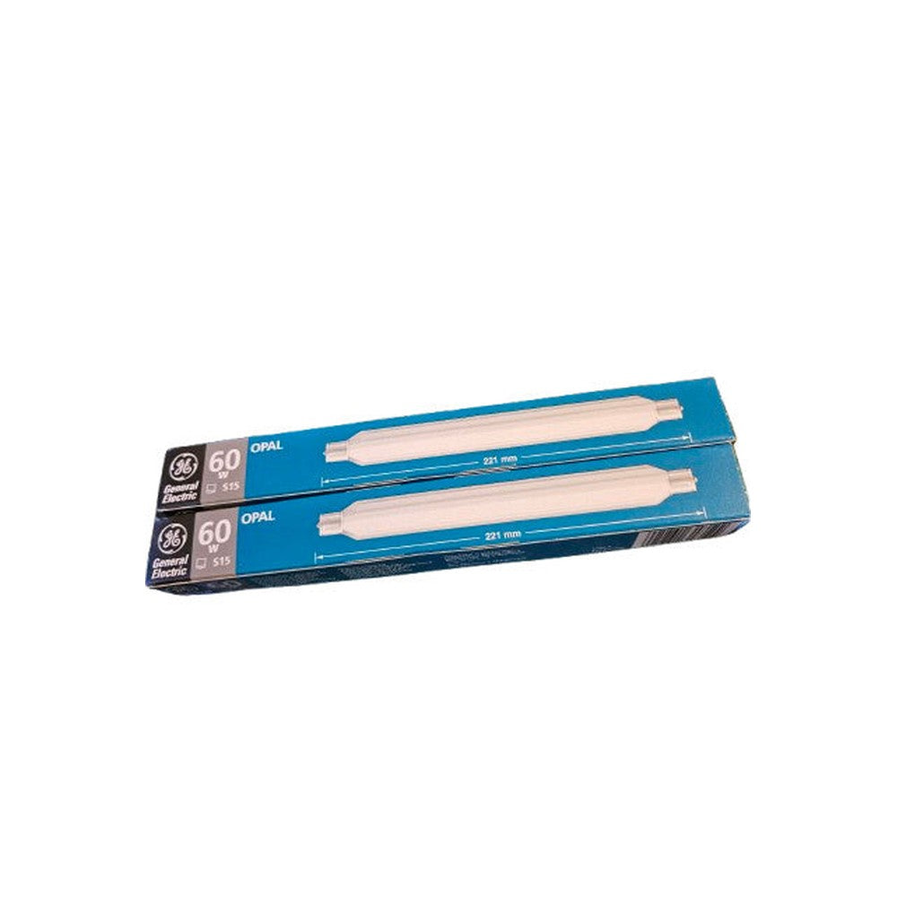 2 x S15 60W Opal Striplite 221mm General Electric 1000h 420Lm