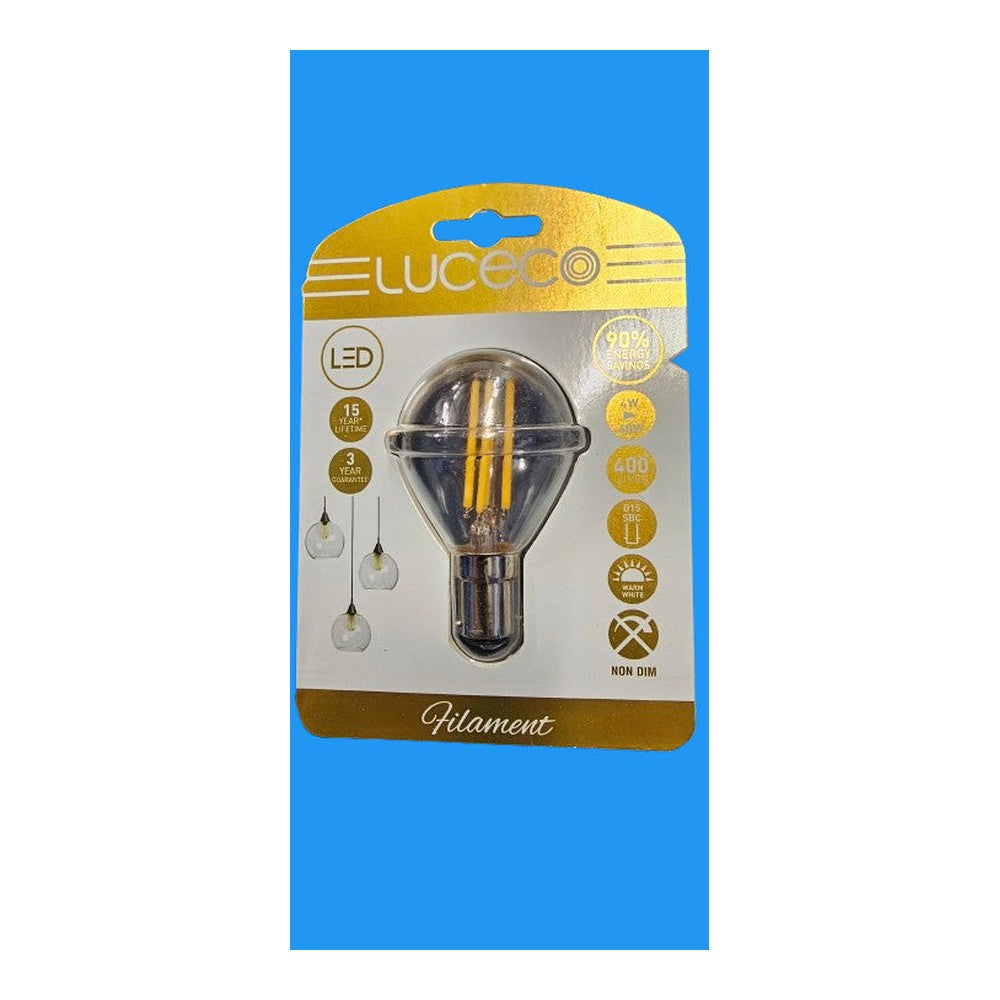 LED B15 SBC 4w = 40w Non-Dimmable Filament 400lm Warm White Hanging Bulb Lamp