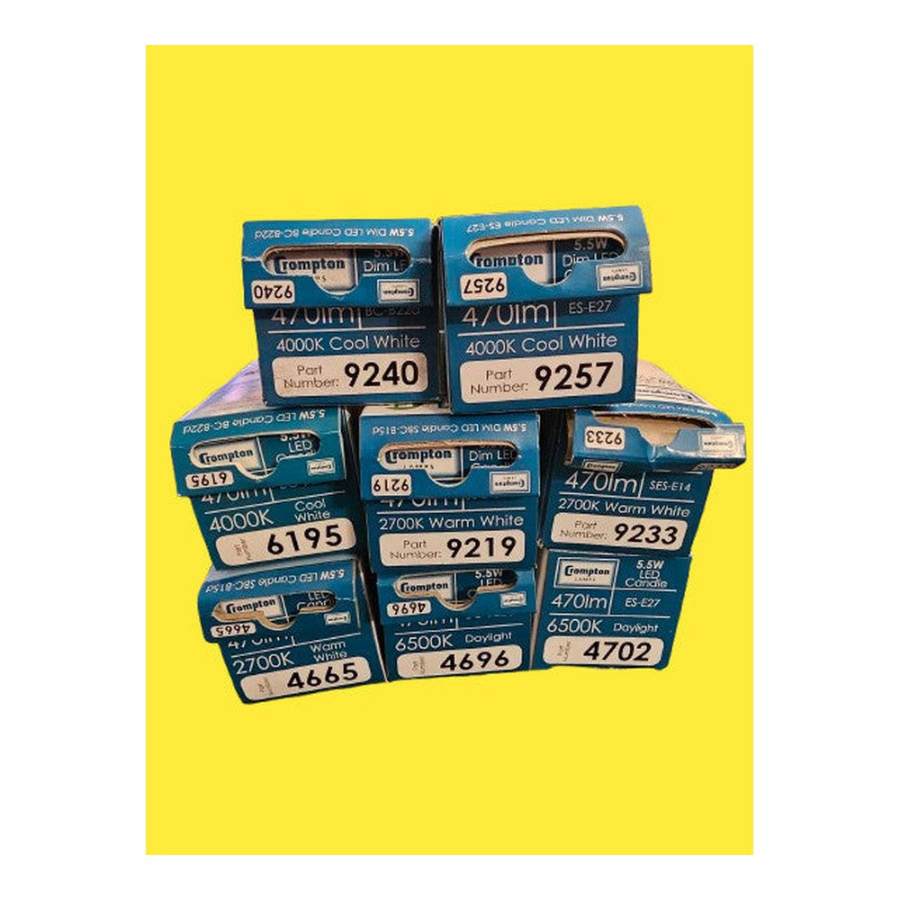 Choice of 2 x  Crompton LED Candle bulbs E27 B22D E14 B15D