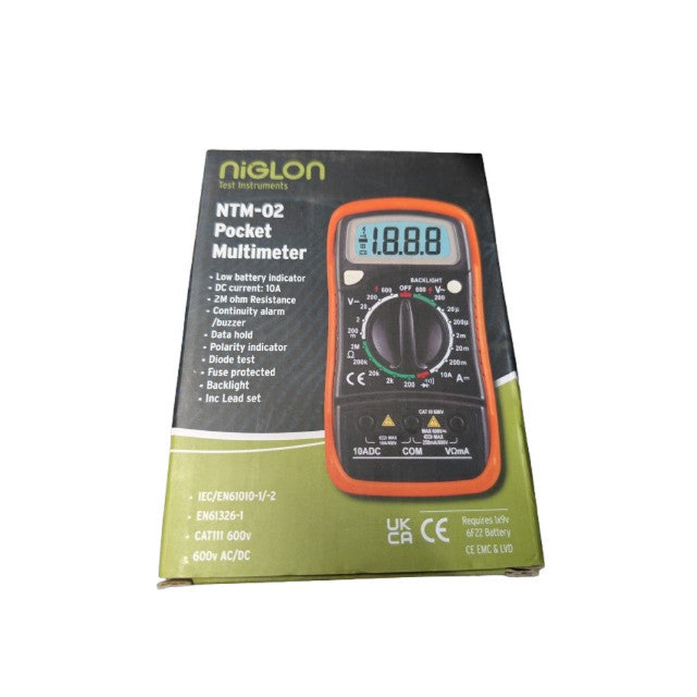Niglon Ntm-02 Multimeter 10amp Acdc Up To 600v