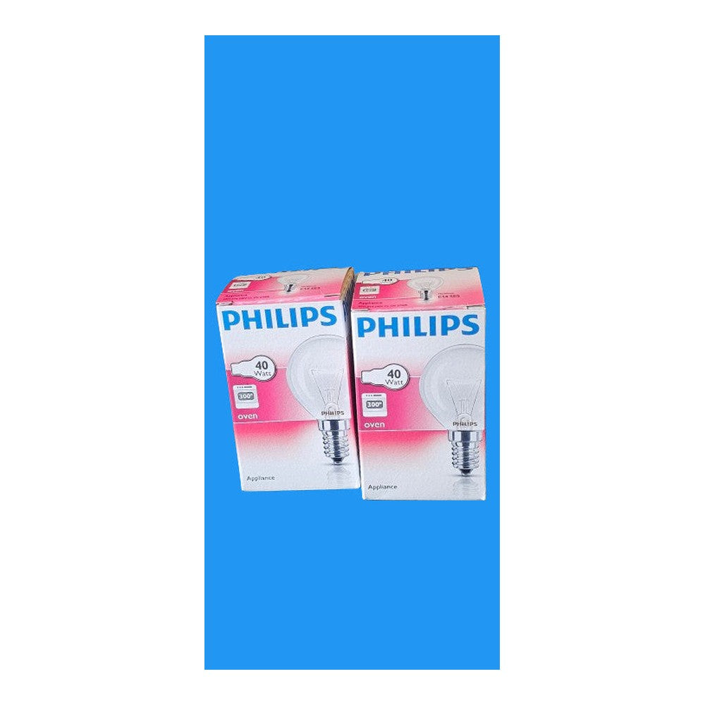 2 x Philips 40W 230V SES E14 Dimmable 2700K Warm White P45 400lm Round Clear