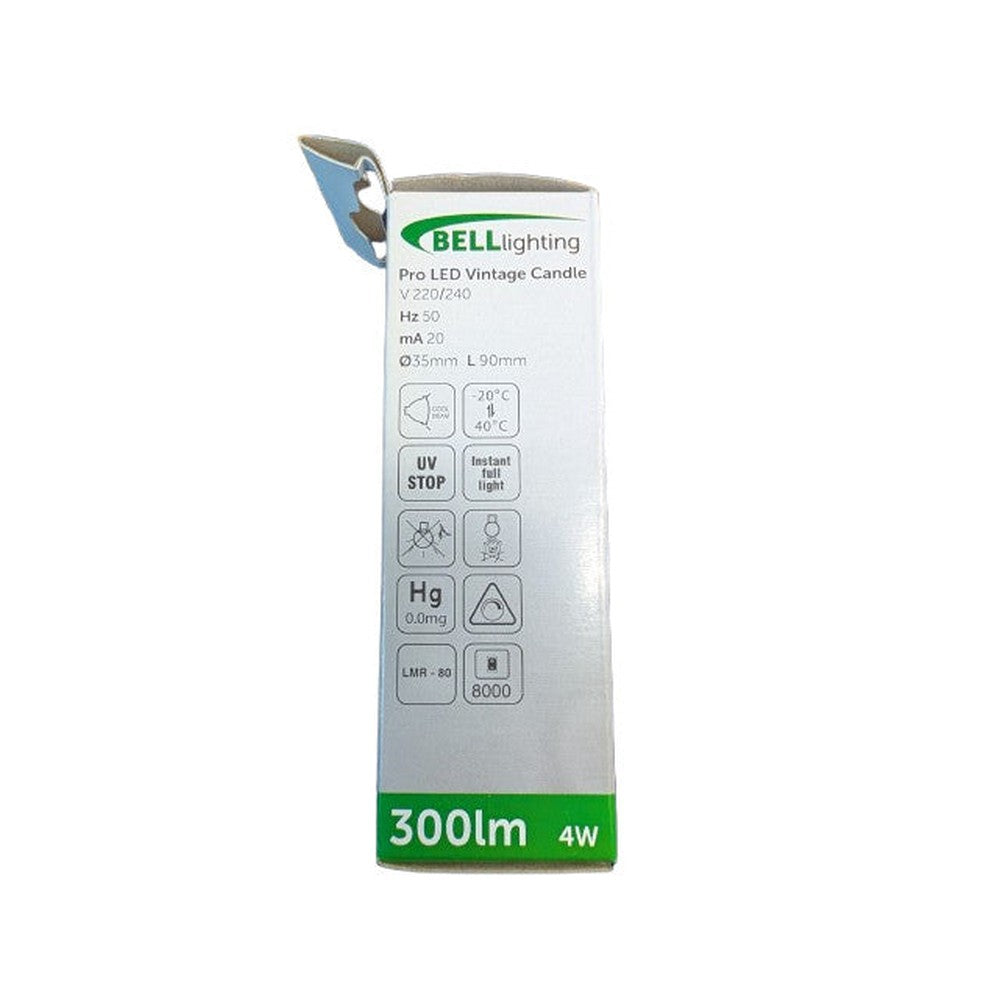 2x Bell Lighting Pro LED Vintage Candle Es/E27 4w 01451 Dimmable Amber