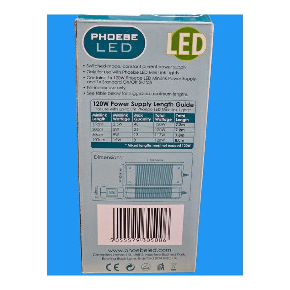 Phoebe 120w Mini Link Light Power Supply for LED Mini Link Light Powers up to 8m