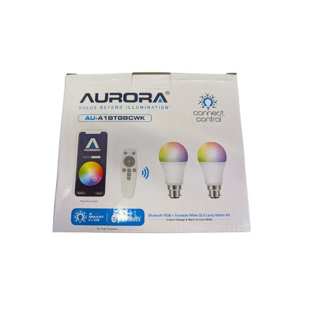 Aurora Lighting AU-A1BTGBWK Smart GLS RGBCX B22 8W LED Lamps Starter Kit