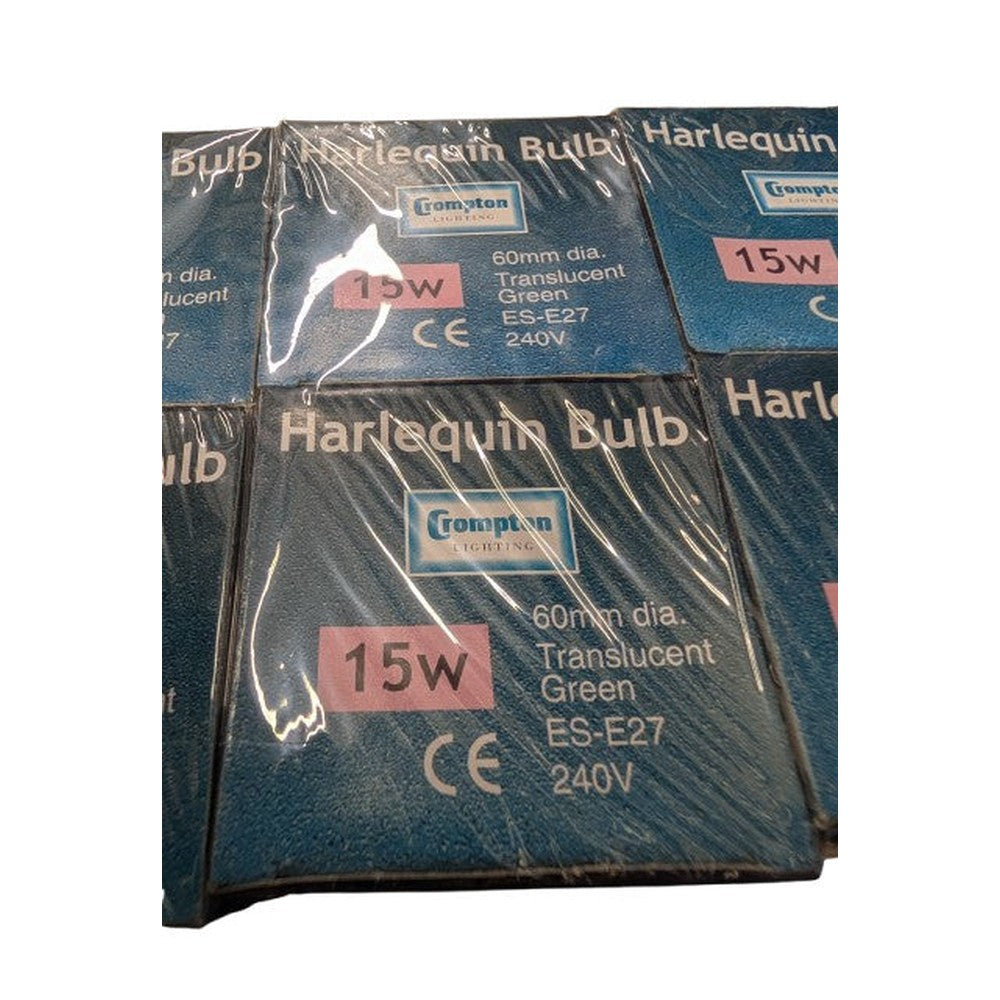 Crompton Harlequin 15W ES E27 Translucent Green Light Bulb 240v (Pack Of 10)