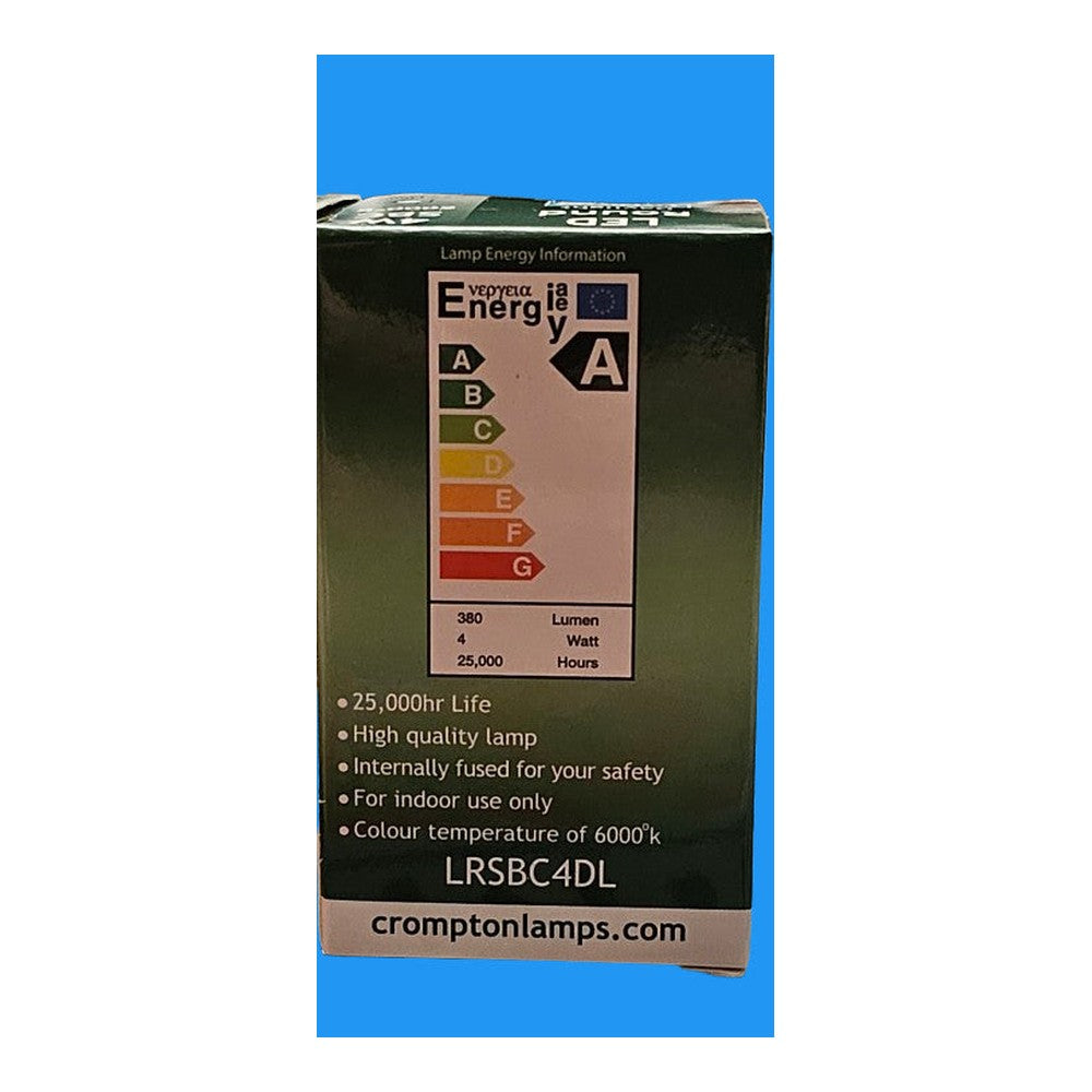 2 x SBC 4w Crompton LED Round Daylight Bulb Lamp 180lm 25000h