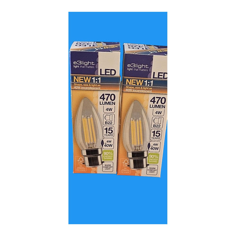 B22 4w = 40w Incandescent Warm Comfort Light 470lm LED EBright 90% Energy Saver