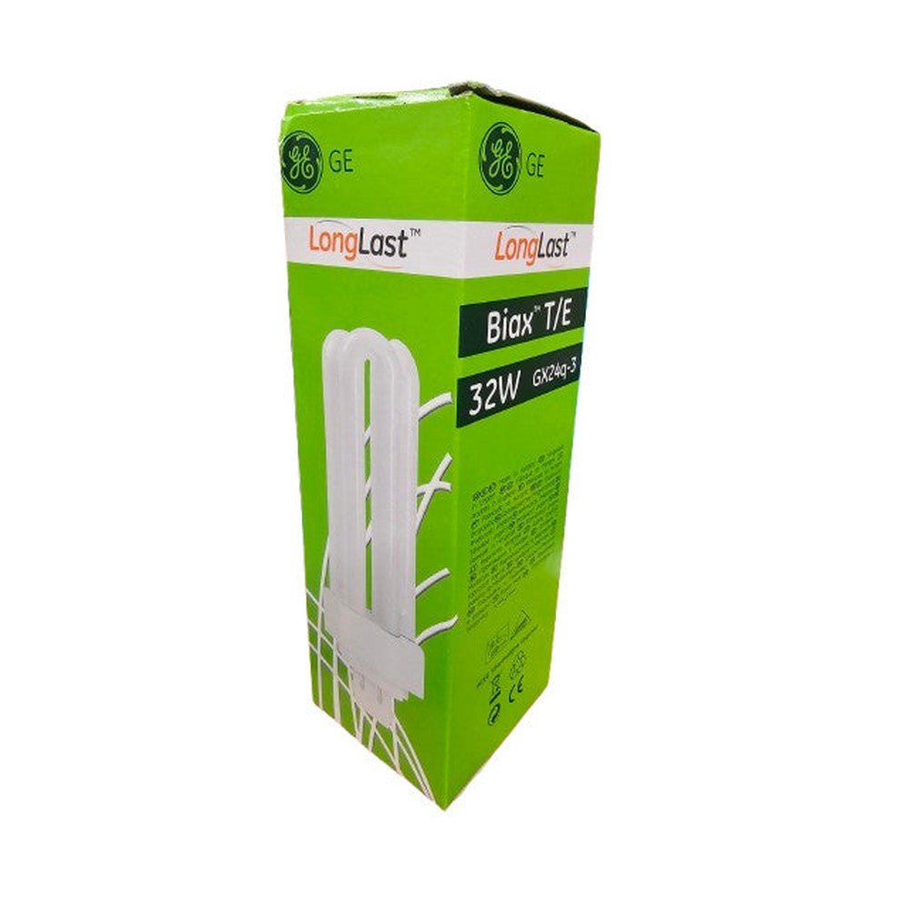 2 x G.E Biax 4 Pin T/E 32W GX24q-3 Bulb Lamp Longlast 2400Lm