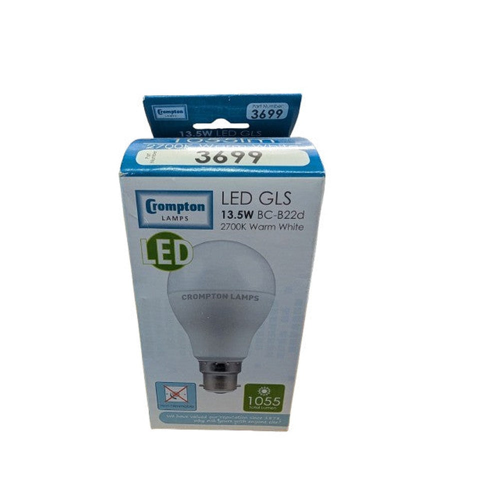 BC-B22d 13.5W ( Pack of 2 ) Crompton 3699 Bulbs LED GLS Warm White 1055lm 2700k