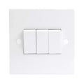10A 3G 2 Way White Wall Plate Switch With Screws Knightsbridge SN4000 Pack Of 3