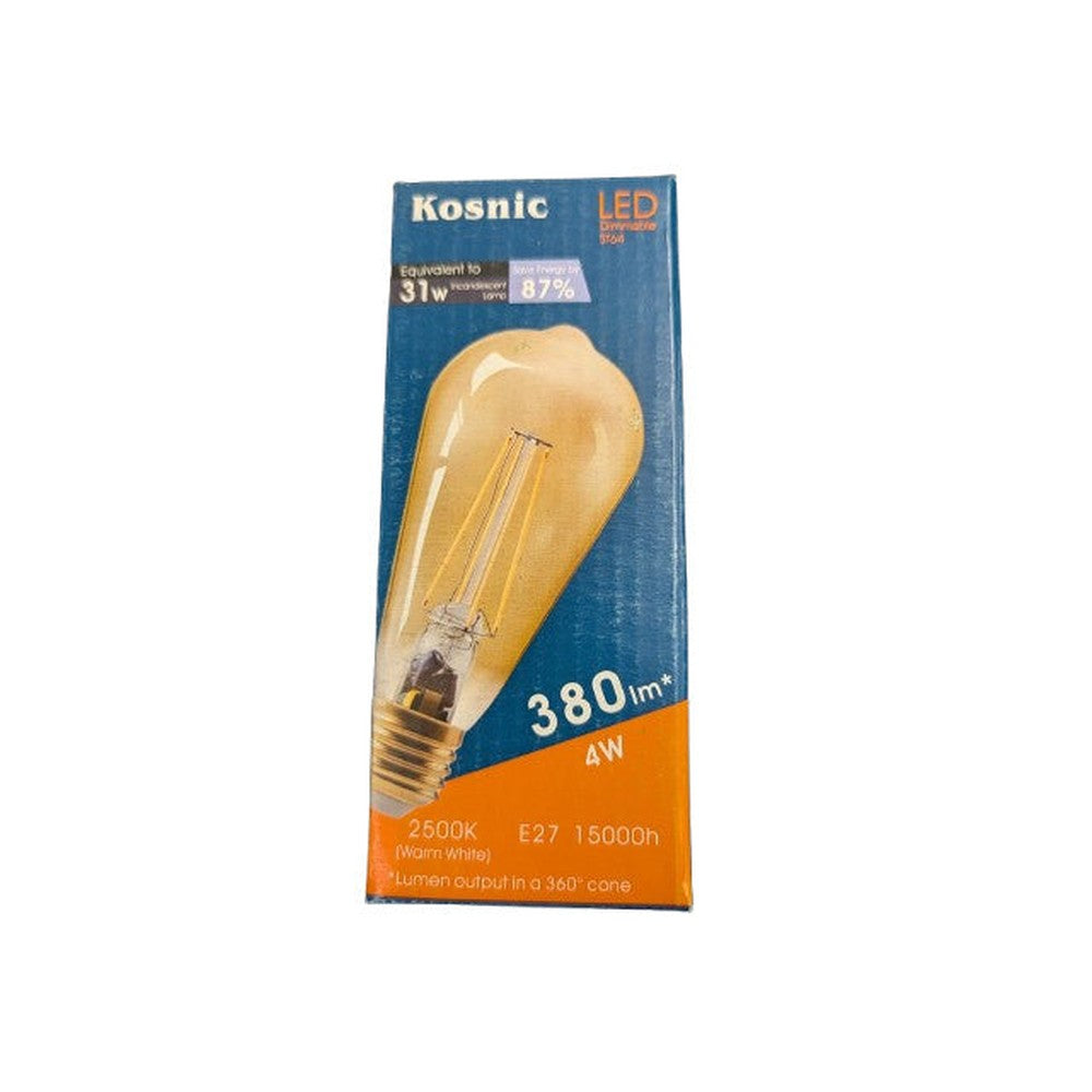 E27 Warm White 2700K ST64 Kosnic 4W (31w) LED Dimmable Light Lamp Bulb (Pk of 3)