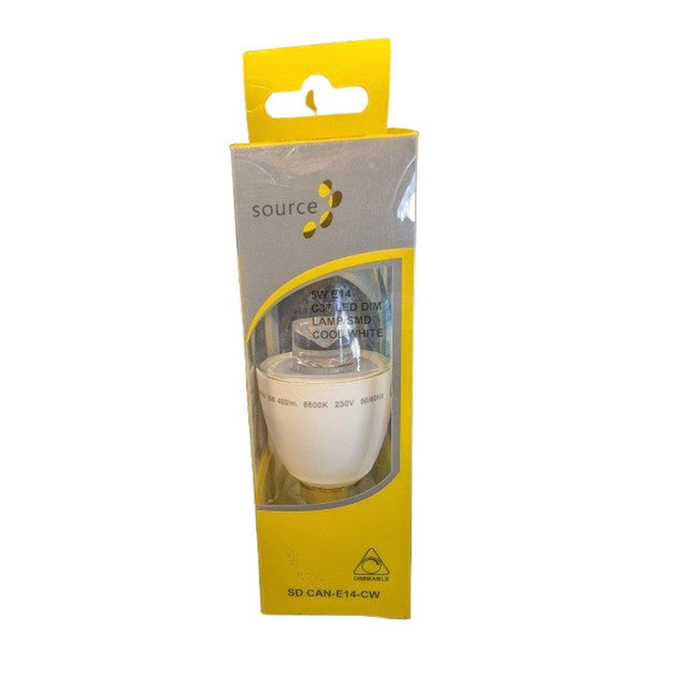 E14 C37 Dimmable LED Candle Bulbs – 5W 400lm Cool White
