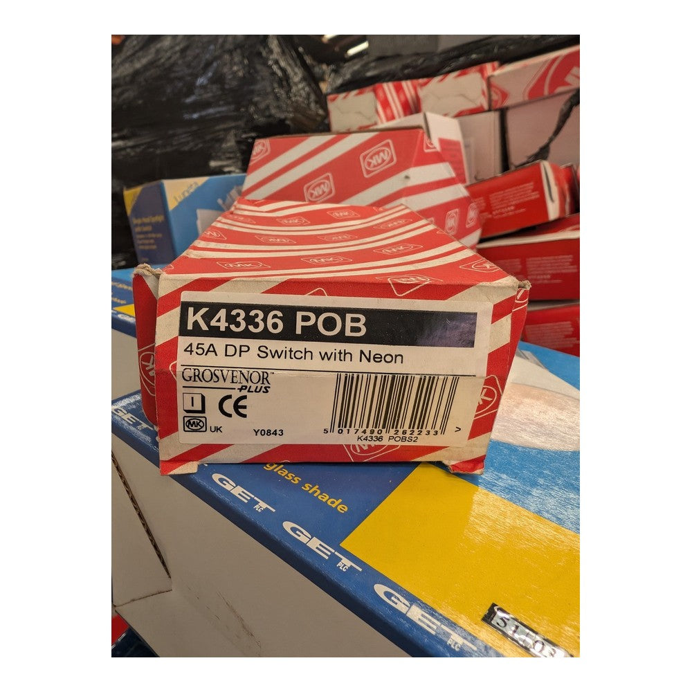 MK K4336 POB W Grosvenor Plus 45A DP Oven Cooker Switch Polished Brass Rope Edge